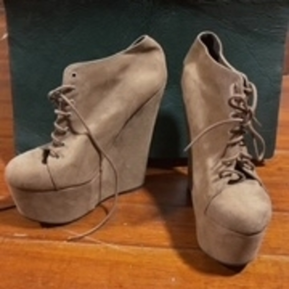 Qupid Beige Platform Lace-Up Shoes